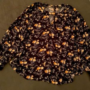 American Eagle Cut Out Front Top, Button Up Back, Sleeve Detail Long Sleeve Top